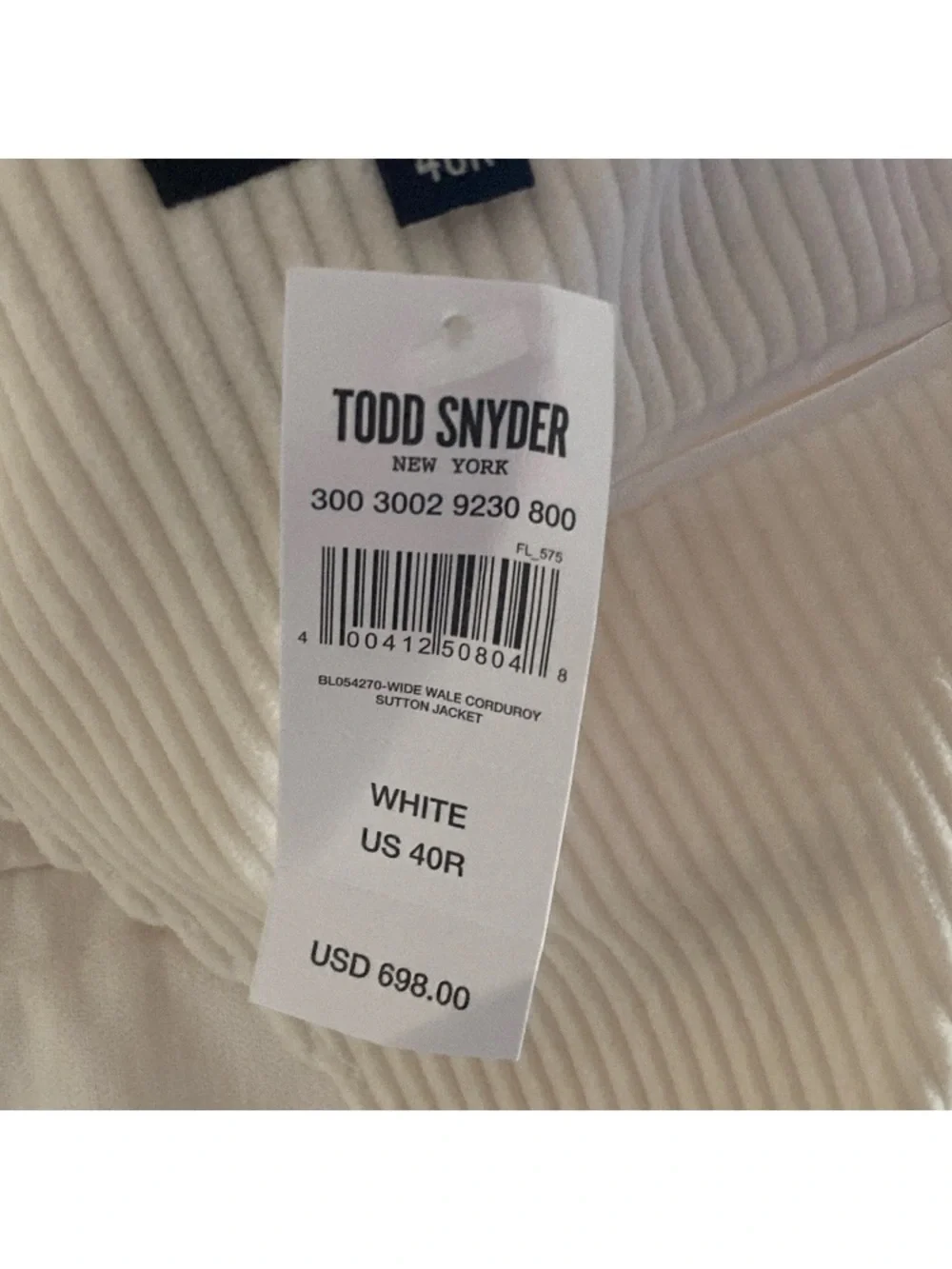 Todd Snyder Men's Cream Corduroy Blazer - Classic Single-Breasted Style